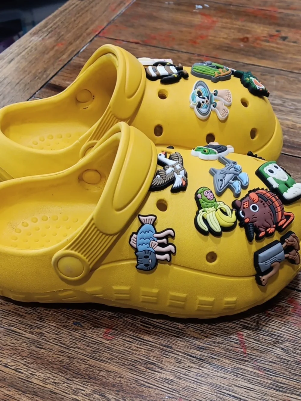 Yellow Kids Clog Shoes with Fun Charms